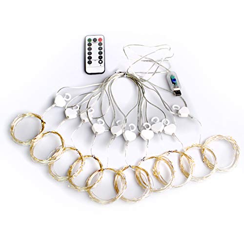 DECDEAL Luzes de fio de cortina de LED 300pcs, luz de fio de fada de controle remoto, lâmpada de cor