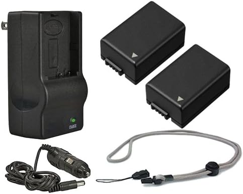 High Capacity Batteries (2 Units) + AC/DC Travel Charger Compatible with Leica C + Krusell Multidapt Neck Strap (Black Finish)