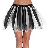 v28 Women's Teen‘s 1950s Vintage Tutu Tulle Petticoat Ballet Bubble Skirt (Regular Size (US: 0-12), Black+White)