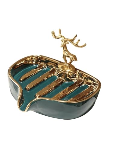 Soap Holders Decorative with Gold Reindeer Luxury Ceramic Vanity Tray