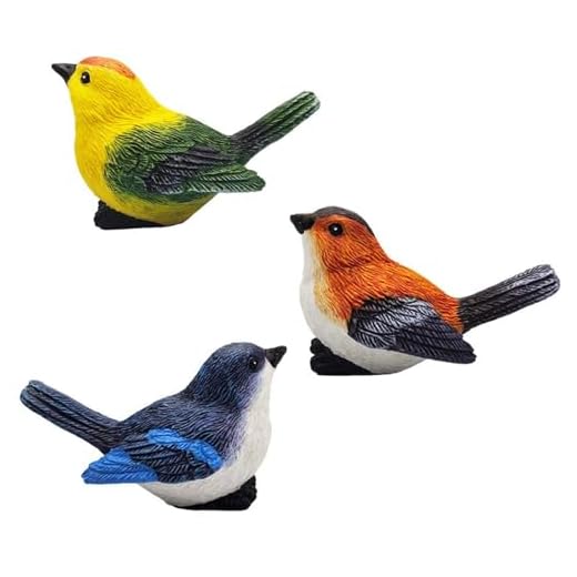 Beauy Girl 3 Pcs Miniature Bird Decorative Figurines Garden Statue Birds Figures Decor Mini Bird Figures Animal Model Toys Cake Topper Flower Pots Plant Ornaments Fairy Garden Decor, 3 Color