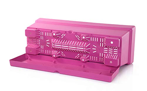 Mintra Window Box Planter, Window Planter Box for Indoor Outdoor Use, Rectangular Pots with Saucers & Drainage Holes, Decorative Plant Pots for Window Sill, Shelf, Desktop, 19" Wx6.75 H, Fuchsia - Thumbnail 2