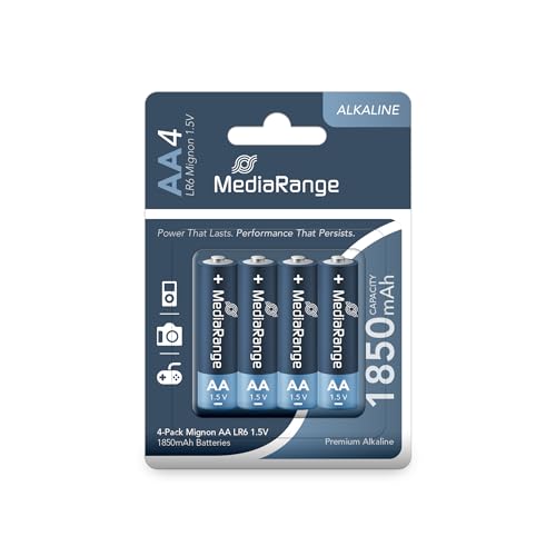 MediaRange MRBAT104 Mignon AA|LR6- Pilas alcalinas no recargables 1,5 V, AA, Color Blanco y Azul