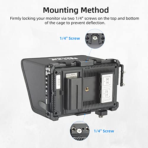 Nitze Cage for Feelworld F7 PRO Monitor with Nylon Sunhood, with HDMI and USB-C Cable Clamp - JT-F03B, Black - Image 3
