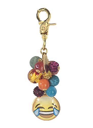 Lenora Dame Laughing Face w Tears Emoji Beaded Purse Charm/FOB, Multi