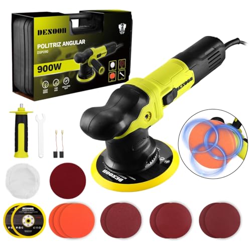 Desoon Politriz Roto Orbital Profissional 900W 220V Elétrica Lixadeira Polidor 5500rpm 150MM Polir Lixar Carro Azulejo Madeira Com Acessórios
