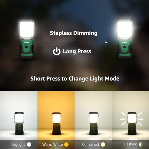 Lepro LED Camping Lantern, Mini Camping Lantern, 350LM, 4 Light Modes, 3 AA Battery Powered Lantern Flashlight for Home, Garden, Hiking, Camping, Emergencies (4Packs) by Lepro - Image 3