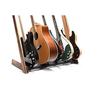 Ruach GR-2 Support de guitare personnalisable 5 positions avec support pour guitares et étuis – Noyer - Les Beatles, Paul McCartney, John Lennon, RIngo Starr, George Harrison