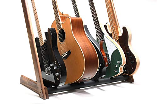 Ruach GR-2 Support de guitare personnalisable 5 positions avec support pour guitares et étuis – Noyer - Les Beatles, Paul McCartney, John Lennon, RIngo Starr, George Harrison Ruach GR-2 Support de guitare personnalisable 5 positions avec support pour guitares et étuis – Noyer