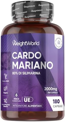 Cardo Mariano Vegano, 80% di Silimarina, 1 Capsula al Giorno da 2...