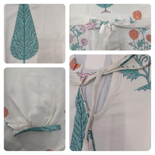 Image of Leriya Fashion White Kurti Set for Women | V-Neck Straight Kurta Sets for Woman | Summer Co ord Set For Women Stylish | Ethnic Kurtis for Office Outfit | Floral Printed Kurtis 3 /4 Sleeve