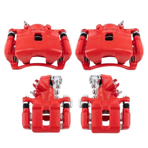 Image of TRQ Performance Front and Rear Brake Caliper Set Coated Brackets Hardware Compatible with 2002-2006 Acura RSX 2004-2005 Honda Civic