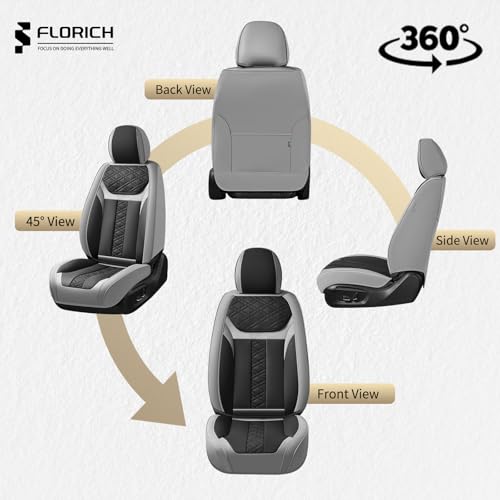 Image of FLORICH Seat Covers, Front Seat Covers 2 PCs, Automotive Seat Cover for Cars, Luxury Leather Universal Seat Cover Accessories Fit for Most Cars SUV Truck Sedans(Grey)
