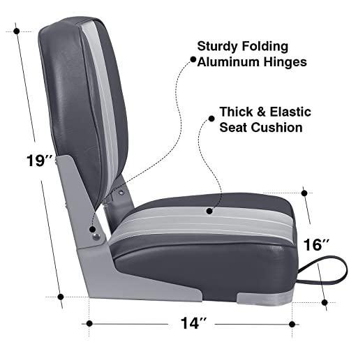 Leader Accessories Deluxe Folding Marine Boat Seat (Gray/Charcoal) #TOP2