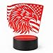 Patriotic Eagle LED Acrylic Lamp - Bald Eagle American Flag Design, USB Powered Night Light, Color Changing Base - Independence Day, Veterans, Military Gift, USA Decor (red)