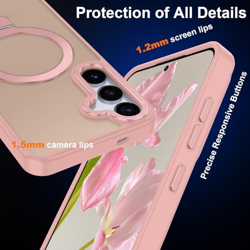 STERKER Designed for Samsung Galaxy S25 Case Magnetic Ring Stand [Military Grade Drop Protection][Compatible with Magnetic] Translucent Slim S25, Pink by STERKER - Image 6