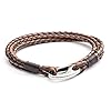 Tribal Steel · Men's XXL 23cm · 2-Tone Brown Plaited Leather Men's Double Wrap Bracelet #5