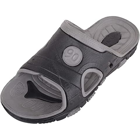 Men's Grey Slip On Open Toe Mule Sandals Cover
