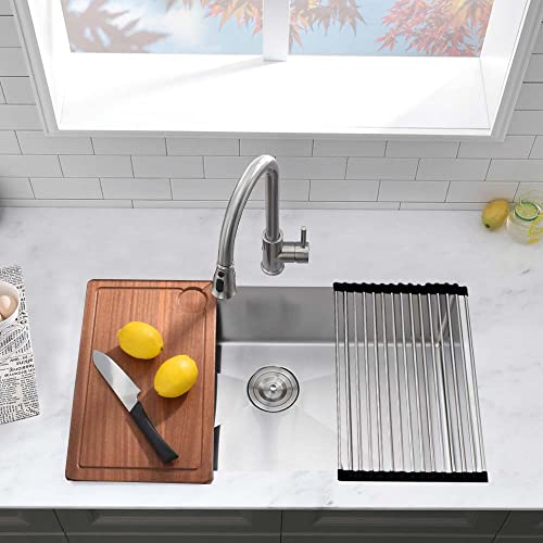 28 Inch Undermount Stainless Steel Kitchen Sink, Wesliv 28X19 Inch Undermount Kitchen Sink 16 Gauge 10 Inch Deep Single Bowl Kithchen Sink Undermount Sink With Bottom Grid #TOP2