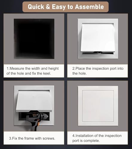 Generisch Sıhhi tesisat ve elektrik tesisatları için büyük revizyon kapağı, saplı sıva üstü muayene kapağı, 14 x 16 inç büyük dikdörtgen alçıpan revizyon kapağı, iç mekanlar için - Görsel 7