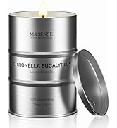 M&SENSE Scented Candle, Citronella Eucalyptus Medium Jar Candle for Men, 70 Hours Slow Burning Na...