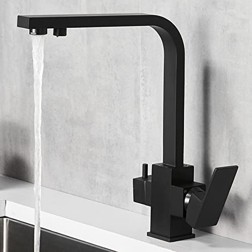 Mitigeur de cuisine 3 en 1 noir en laiton avec rotative eau filtrée chaude et froide