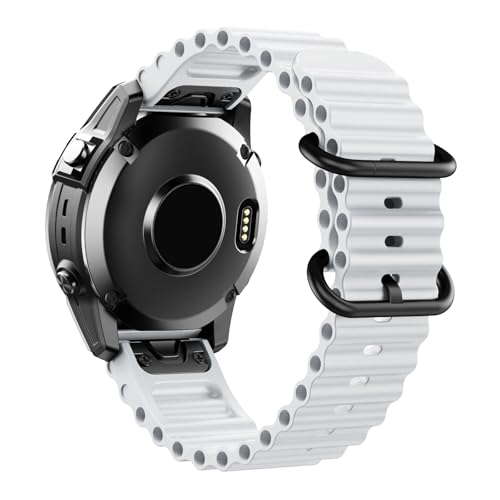 [�����ȓX] 22/26mm �ɓK��Garmin FENIX 7PRO/7xpro 6 6pro �X�|�[�c �ʋC�� ���X�g�o���h FENIX 5 5plus/5x �V���R�������p���X�g�o���h(White,26mm)