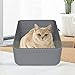 RIZZARI Enclosed Cat Litter Box,Semi-Open Anti-Splashing Cat Litter Box,Durable High Side Sifting Litter Box for Small Cats,Easy to Clean and Assemble (Light Gray,M)