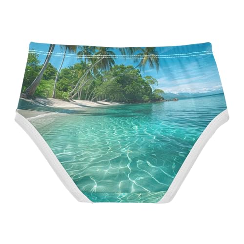 Cotton Girls Underwear Toddler Tropical Beach Palm Trees Coast Girl Panties Cute Artistic Kids Briefs Undies 2t2