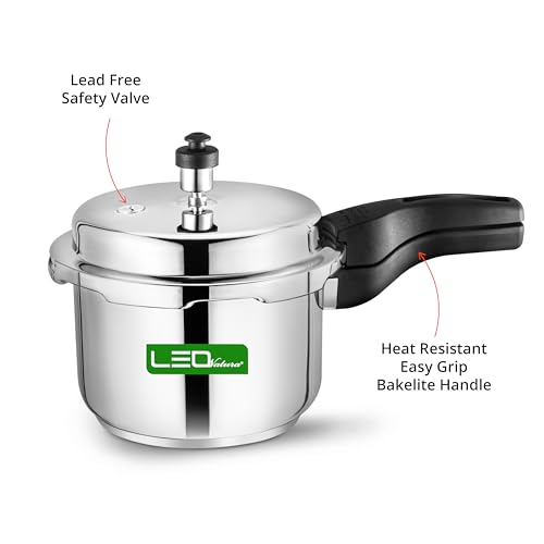 Image of 3 Litres Pressure Cooker | Outer Lid | Stainless Steel | Induction & Gas Stove Compatible | ISI Certified | 5 Years Manufacturer's Warranty
