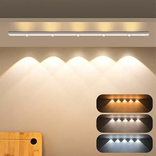 LED人感センサーライト60cm 薄型キッチンライト LEDバーライト 明暗センサー USB充電式 三段階調色(白色、昼白色、電球色) 無段階調光 マグネット式 120°感知角度 雰囲気ライト 夜間 室内照明 省エネ 超寿命 クローゼット、本棚、階段、玄関、廊下、洗面所に適用 White-2本