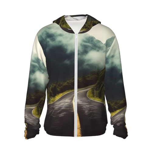 LZQPOEAS Sun Protection Hoodie Deep mountain road Jacket Lightweight Long Sleeve Sun Shirts for Outdoor Hiking Medium