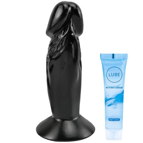 Consolador Realista de 11 cm Consolador Anal Pequeño y Suave con Ventosa Potente Mini Consolador Consolador Realista Juguete Para Adultos Mayores de 18 años Consolador Sexual Para Mujeres (Negro-1)
