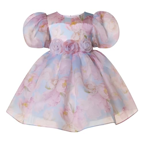 Pettigirl Girls Elegant Summer Flower Printed Clothes Kids Toddler Cute Floral Party Dress Size 2 3 4 5 6 7 8 9 10 11 12