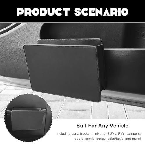 Image of NTNEV Car Trash Can, PU Leather Multi-Function Garbage Can, Foldable Hanging Mini Cars Storage Bag Container, Car Seat Back Storage Box, Storage for Small Objects (Black)