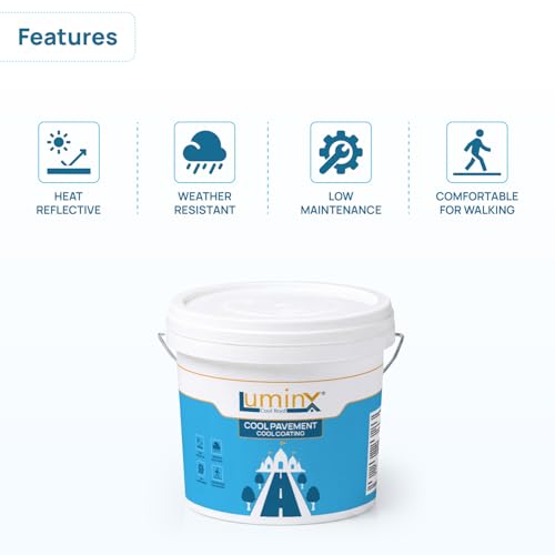 Image of LuminX Cool Pavement Cool Coating | Heat Reflective Outdoor Floor Coating | Reduces Surface Temperature | Weather Resistant & Walkable | For Driveways, Parking, Streets & Pathways 10kg