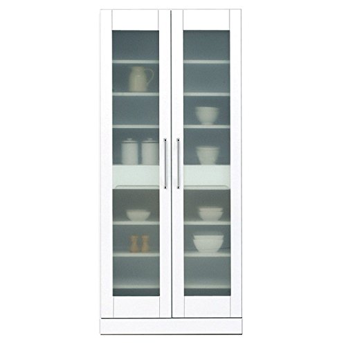 Amazon｜食器棚 キッチン収納 幅80cm ホワイト 飛散防止加工ガラス扉