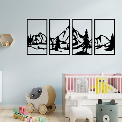 Resama 4 Pieces Metal Mountain And Forest Wall Decorations Line Drawing Wall Art Minimalist Wall Decor Rustic Nature Home Wall Art Sculpture Living Room Bedroom Office thumb #7