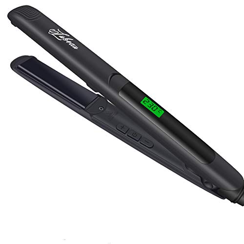 Megadream Hair Straightener, Flat Iron for Hair Styling 2 in 1 Straighten & Curl Tourmaline Ceramic Hair Straightener Brush Straight Hair Comb with Adjustable Temperature, LCD Display