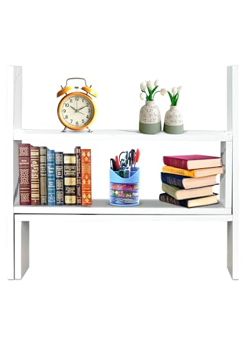 Image of SBF Furniture Adjustable Book Shelf /Book Stand /Book Rack Desktop Storage Organizer | Spice Rack - Foldable - Engineered Wood (White) DIY(Do-It-Yourself)