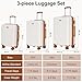 Romswi 3 Piece Luggage Sets, Expandable PC+ABS Hardshell Suitcase Set with TSA Lock YKK Zipper and Dual Spinner Wheels, Large Checked Travel Suitcases, 22/26/30 Inch, White