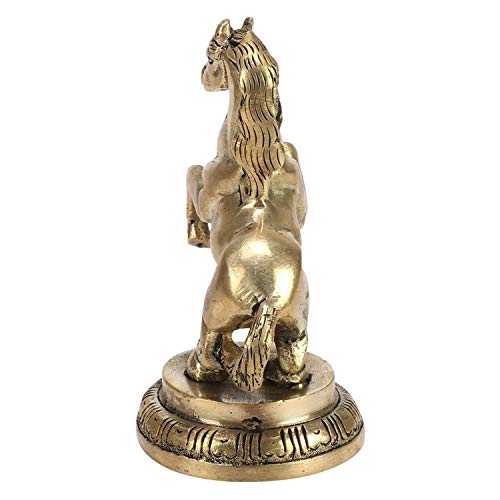 Estatua decorativa de caballo de metal dorado 4.7 pulg miniatura 4