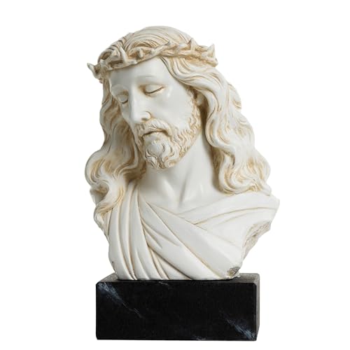 ShineOnAngel 8.5” Jesus Bust Statue – Hand-Painted Resin Jesus Statue, Christian Religious Home Decor Sculpture