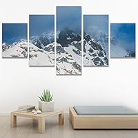 SIGNWIN 5 Panel Canvas Wall Art Snow Mountain for Home Decorations Ready to Hang - 60