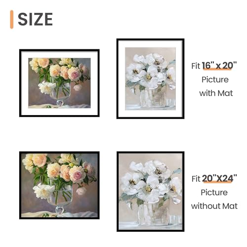Image of upsimples 20x24 Picture Frame, Display Pictures 16x20 with Mat or 20 x 24 Without, Wall Hanging Poster Frames, Black, 1 Pack