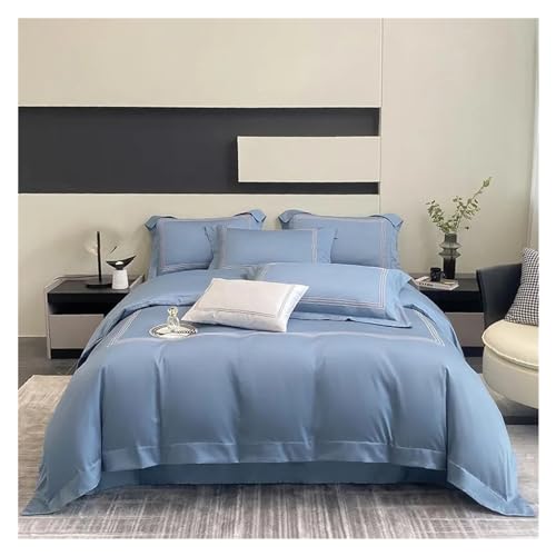 Parure de lit égyptien 1000TC gris brodé haut de gamme pour chambre élégante