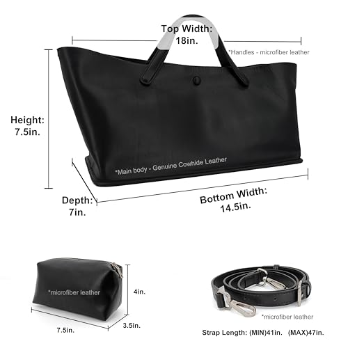 Image of M-ioi-M 2Pcs Set, Large /XL Tote Bag with Pouch for Women, Canvas or Genuine Leather Crossbody Shoulder Bag, Top Handle Purse
