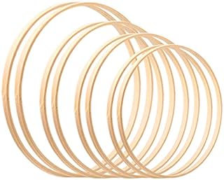 Larcenciel Wreath rings 8 Pack 4 Sizes (5 6 8 & 10 Inch) Wooden Bamboo Floral Hoop Wreath Macrame Craft Hoop Rings for DIY Dream Catcher, Wedding Wreath Decor and Wall Hanging Crafts (8pcs)