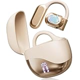 EXECCZO True Open Ear Headphones for Long-Lasting Comfort, 5.4 Bluetooth OWS Earbuds Sport Earphones with LED Display IPX5 Waterproof for Workout, Sports, Driving, Running (Skin Color)