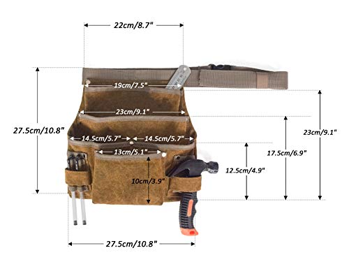 ANPPEX Gardening Tools Gürteltaschen Verstellbarer Hüftgurt Hochleistungs-Profi-Arbeitstasche, 6 Taschen